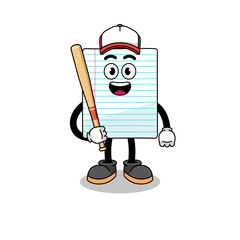 paper mascot cartoon as a baseball player