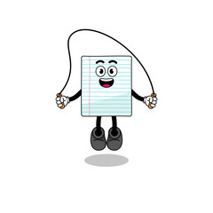 paper mascot cartoon is playing skipping rope