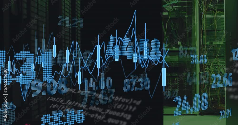 Poster animation of financial data processing over computer servers