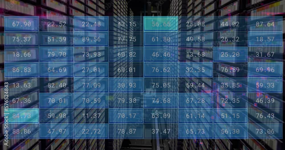 Poster animation of financial data processing over computer servers