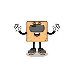 Naklejka premium Illustration of square cracker with a vr headset