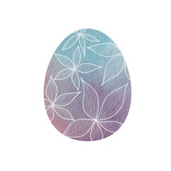 Blue and purple Easter egg with flower texture watercolor illustration for decoration on Easter festival.
