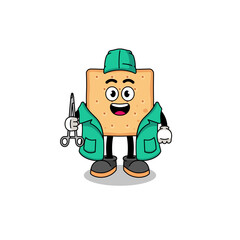 Illustration of square cracker mascot as a surgeon