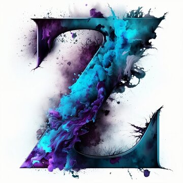 Letter Z: Generative AI - Blue-Purple - Smokey Paint