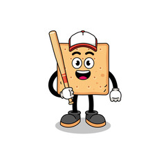 square cracker mascot cartoon as a baseball player