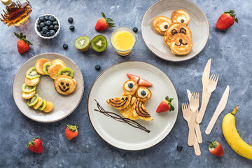 Keto diet pancakes in the shape of different critters for kids.