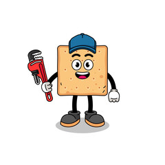 square cracker illustration cartoon as a plumber