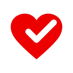 Red heart with check mark icon