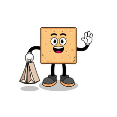 Cartoon of square cracker shopping
