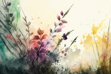 Obraz na płótnie Canvas watercolor meadow wildflowers close-up. Generative AI. 
