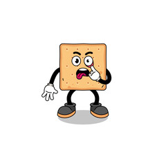 Character Illustration of square cracker with tongue sticking out