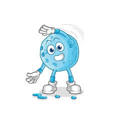 blue moon stretching character. cartoon mascot vector