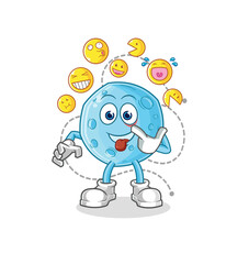 blue moon laugh and mock character. cartoon mascot vector