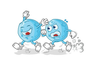 blue moon play chase cartoon. cartoon mascot vector