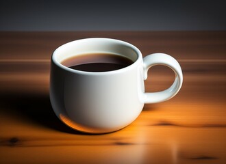 White coffee mug on the top of a desk, empty cup isolated for design, generative Ai