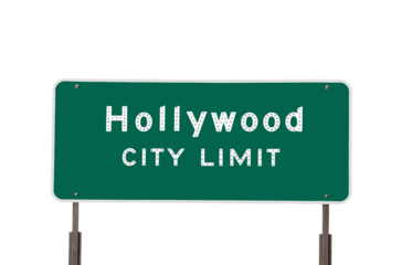 Hollywood city limit sign with cut out background.