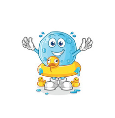 blue moon with duck buoy cartoon. cartoon mascot vector