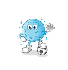 blue moon playing soccer illustration. character vector