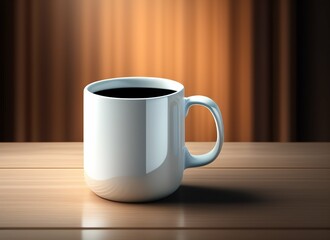 White coffee mug on the top of a desk, empty cup isolated for design, generative Ai