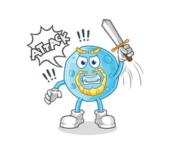 blue moon knights attack with sword. cartoon mascot vector