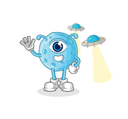 blue moon alien cartoon mascot vector