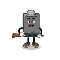 Cartoon Illustration of smartphone hunter