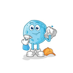 blue moon cleaner vector. cartoon character