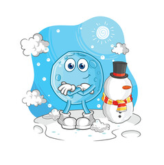 blue moon in cold winter character. cartoon mascot vector