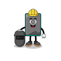 Mascot of smartphone as a welder