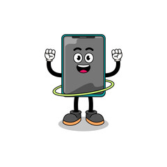 Naklejka premium Character Illustration of smartphone playing hula hoop