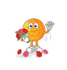 throat lozenges with bouquet mascot. cartoon vector