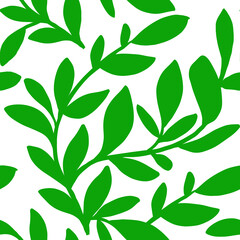Green leaf and branch repeating pattern