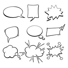 Set of vector clouds in the style of comics template