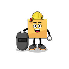 Mascot of sticky note as a welder