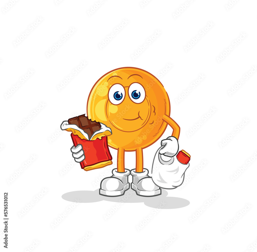 Poster throat lozenges eat chocolate mascot. cartoon vector