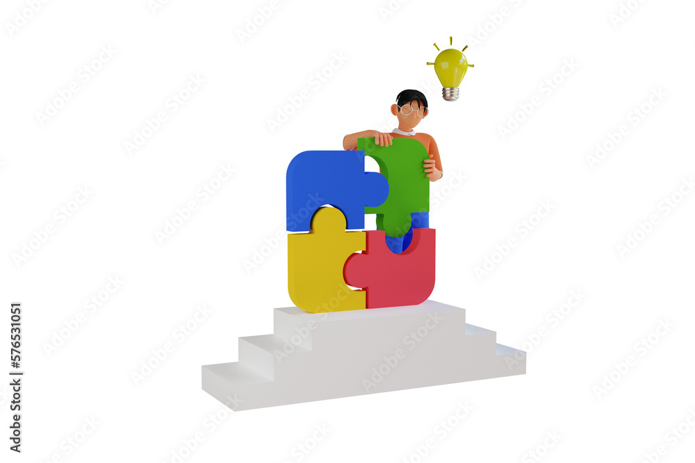 Poster problem solving 3d illustration
