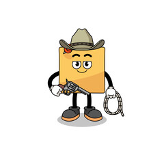 Character mascot of sticky note as a cowboy