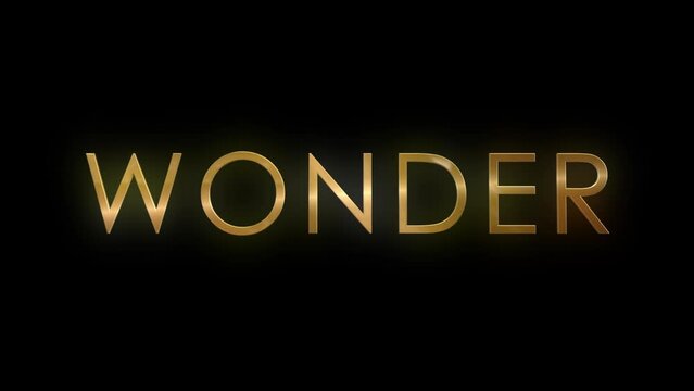 The word WONDER as gold, reflective, 3D text