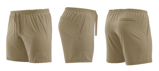 Shorts for Men's, Mockup template, beige