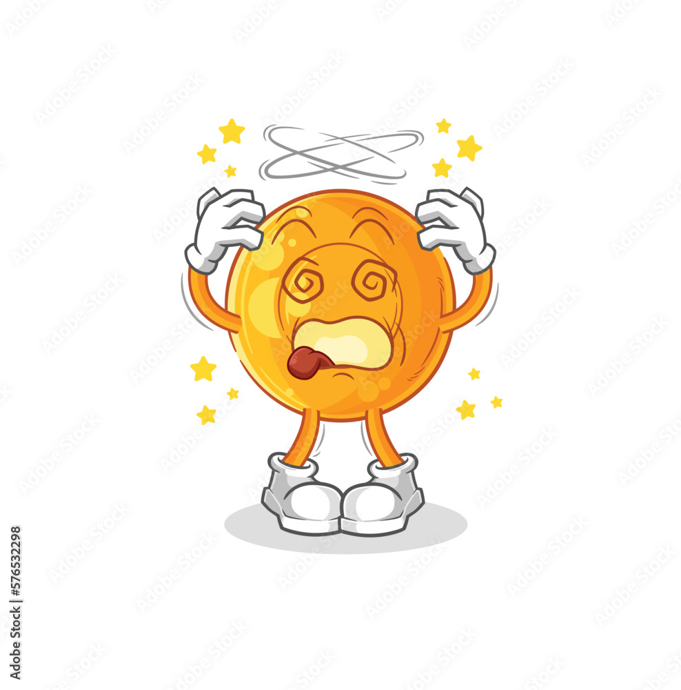 Poster throat lozenges dizzy head mascot. cartoon vector