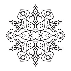 Easy Mandala Flowers Design. Elegant easy mandalas page intricate lines patterns wall art, invitations, tattoo, designs, basic mandalas Coloring page