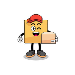 sticky note mascot cartoon as an courier