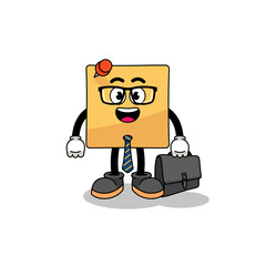 sticky note mascot as a businessman