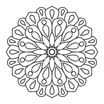 Easy Mandala Flowers Design. Elegant easy mandalas page intricate lines patterns wall art, invitations, tattoo, designs, basic mandalas Coloring page