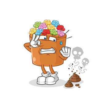recommend clip art: flowers in pot with stinky waste illustration. character vector