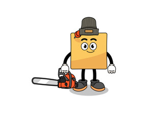 sticky note illustration cartoon as a lumberjack