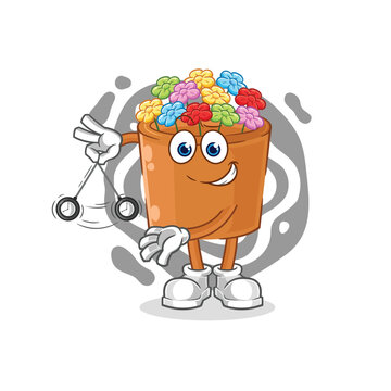 recommend clip art: flowers in pot hypnotizing cartoon. cartoon mascot vector