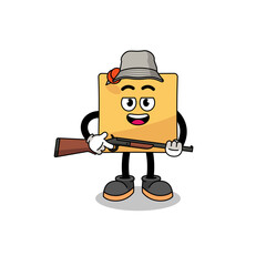 Cartoon Illustration of sticky note hunter