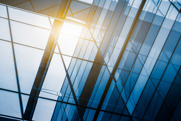 Abstract building. blue glass wall of skyscraper.