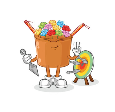 recommend clip art: flowers in pot ninja cartoon. character vector